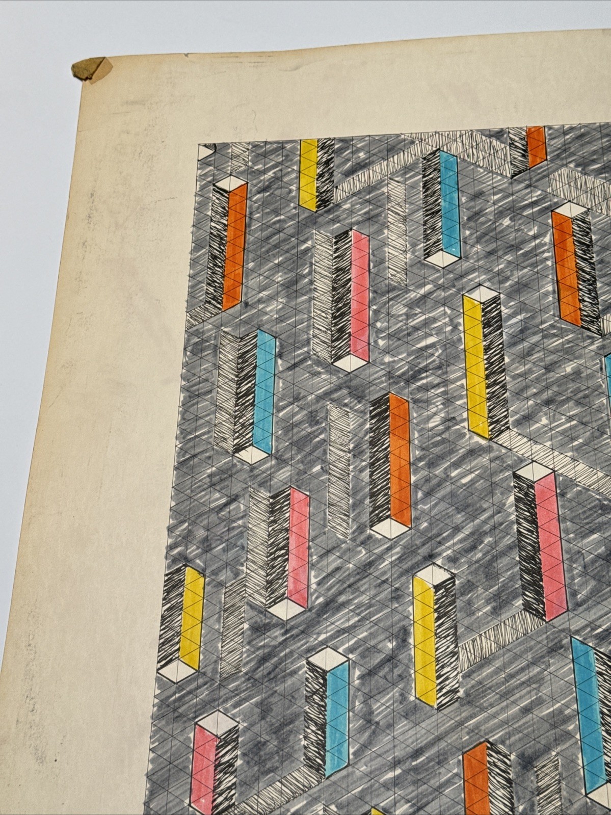 ABSTRACT DRAWING 1970’S PROFESSOR LUBENSKY POP MODERNIST CHICAGO KANSAS LISTED