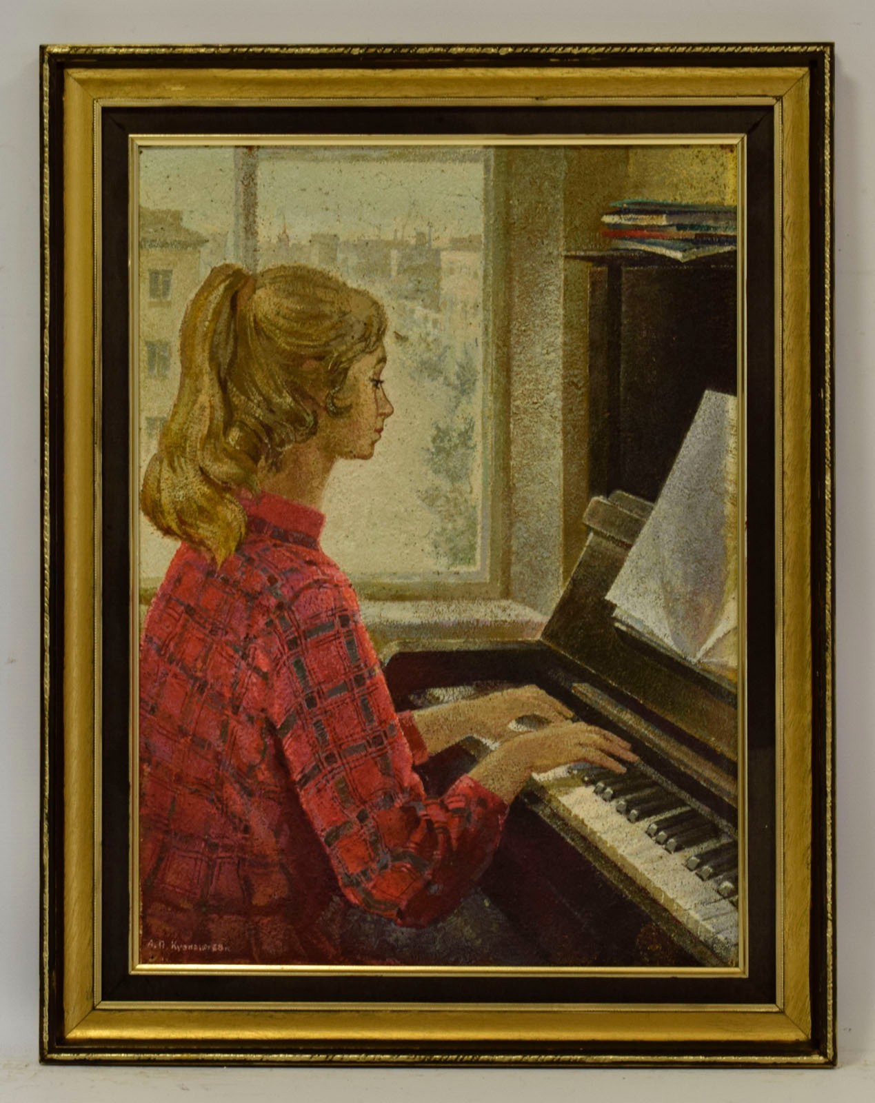 A. Kuznetsov (born 1925) Art, Antique Painting Portrait of the Daughter, Tempera