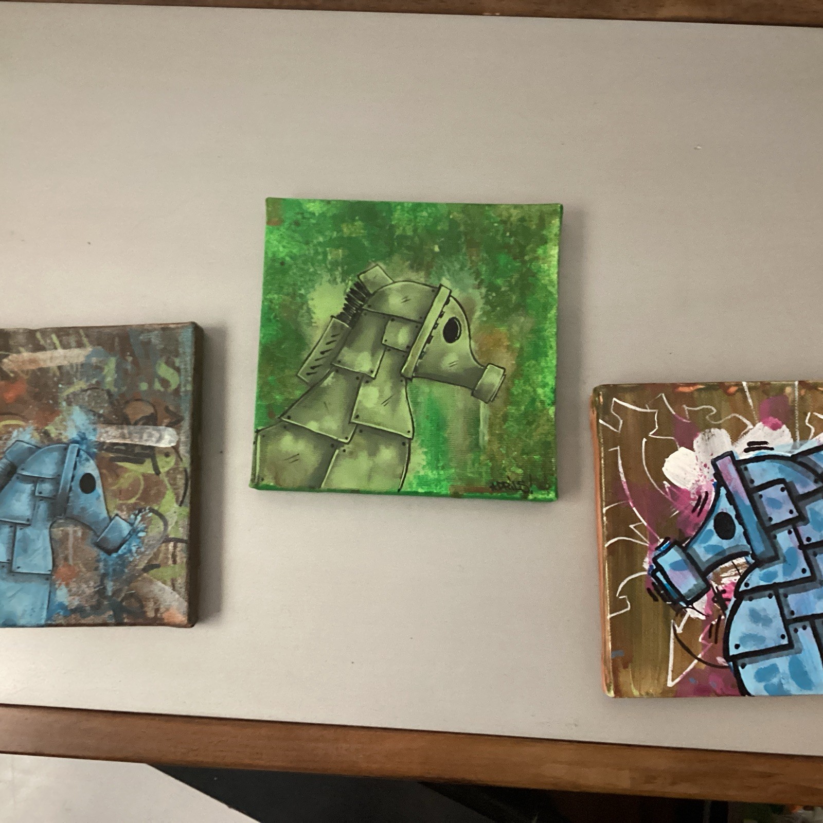 ORIGINAL Graffiti Art 3 6×6 Pop CANVAS PAINTING DRILONE Two Are Signed