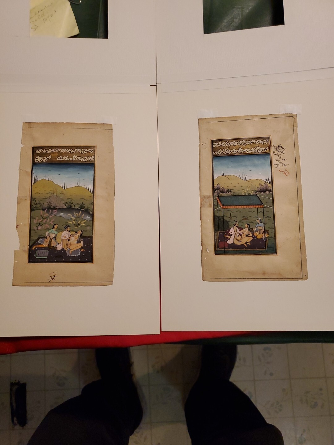 2 ANCIENT HAND PAINTED Kāma-Sūtra, Erotic Figures PAGES FROM a KAMA-SUTRA BOOK