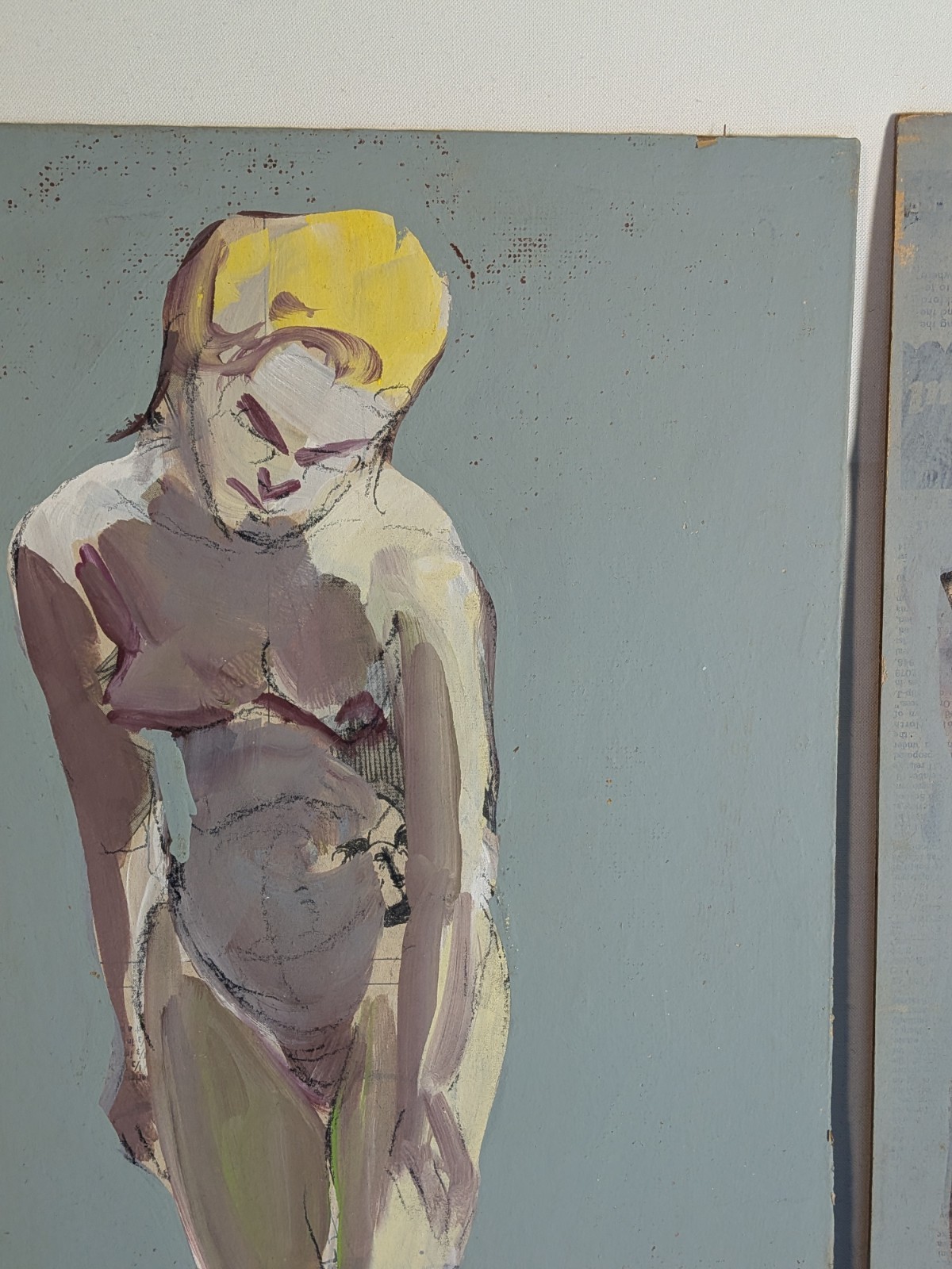 PAIR Vintage J. Huszer figure study midcentury female nude Rhode Island mcm RISD