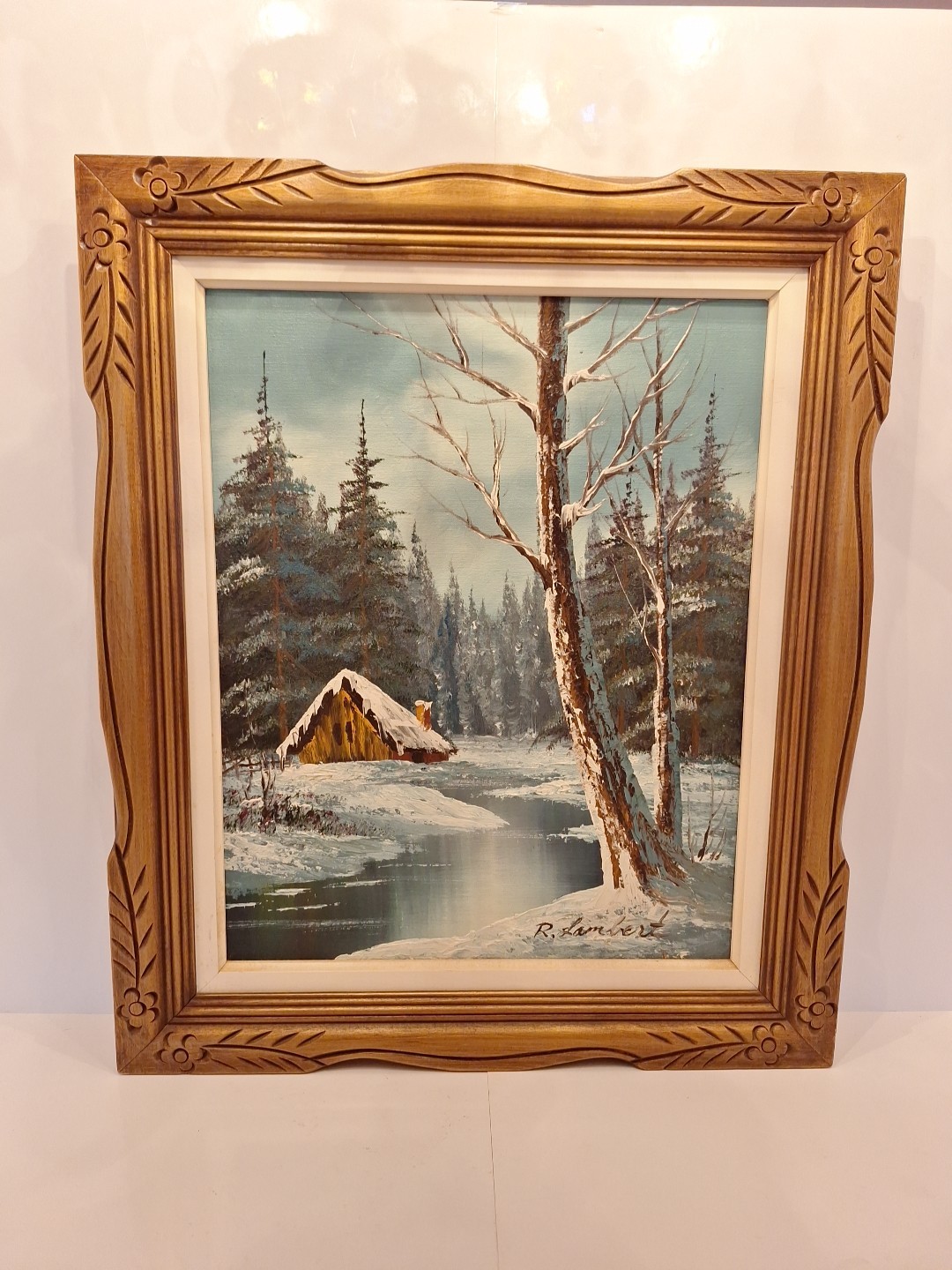 Robert Lambert Original Oil Painting On Canvas In Handcrafter Wooden Frame