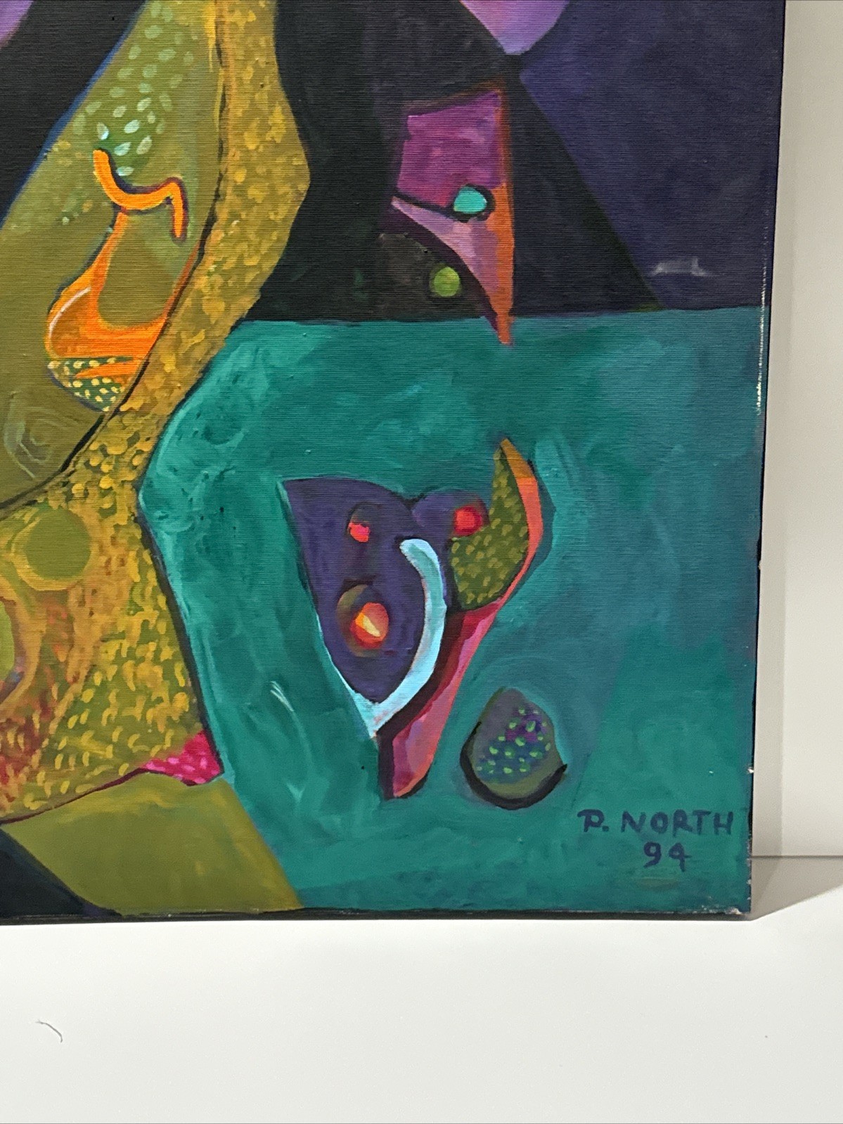 ABSTRACT PAINTING VINTAGE PHILIP NORTH CUBIST CUBISM FIGURES ORIGINAL High Noon