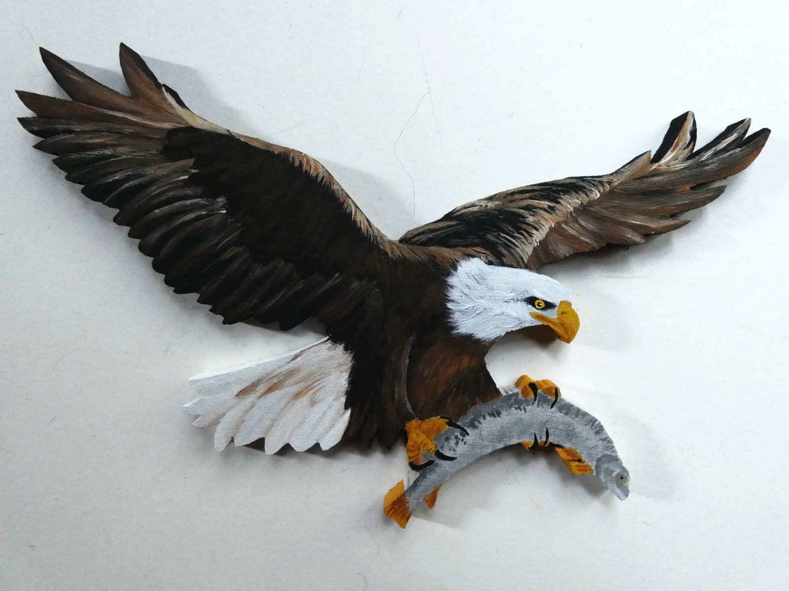 Hand Painted Eagle & Eagle With Fish – Wood Cut Outs- For Wall Art By Phyllis