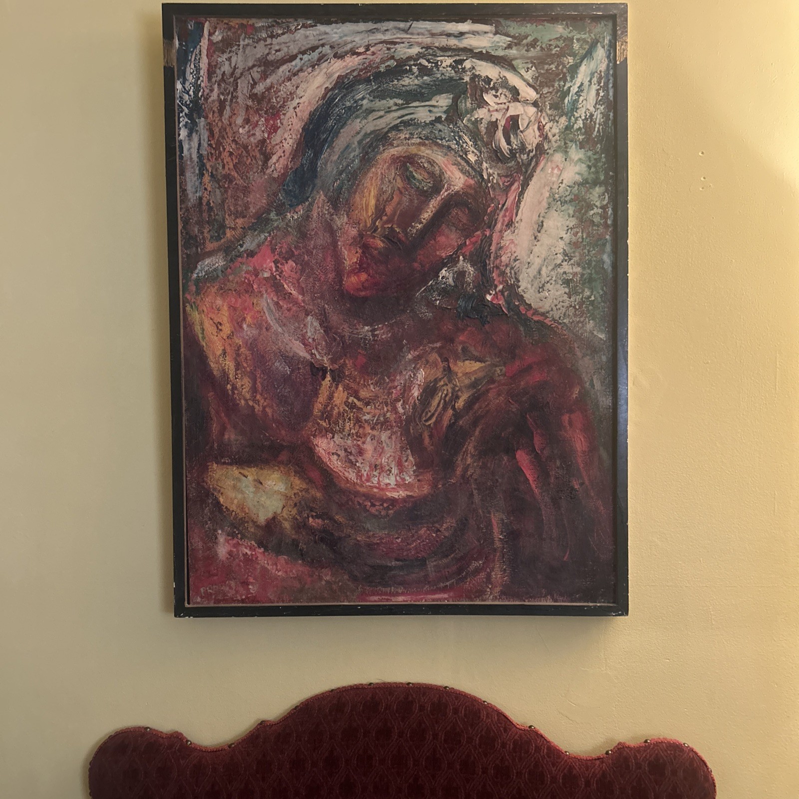 Joachim Probst Rose Madonna 1957 IMPRESSIONIST OIL PAINTING Mid Century LD