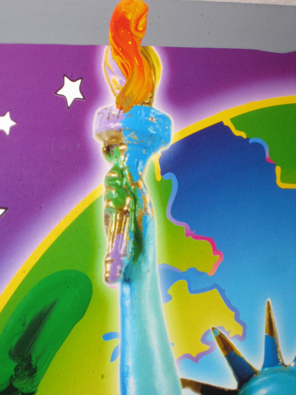 Peter Max Peace on Earth , Original Mixed Media w/Acrylic, Patriotic Series