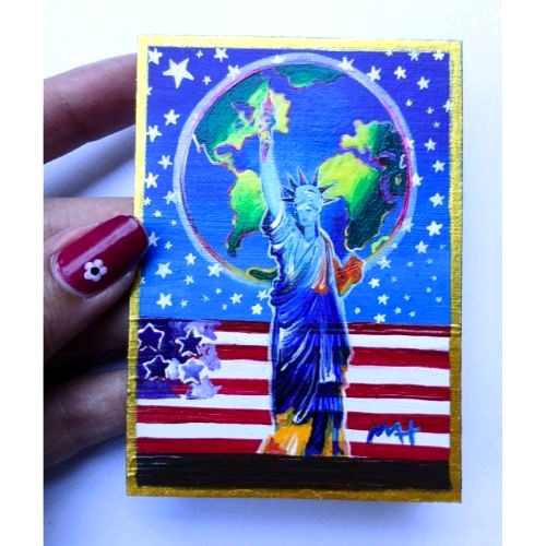 PETER MAX ‘Peace On Earth» signed Beautiful Pop Art Acrylic Hand Painting NEW