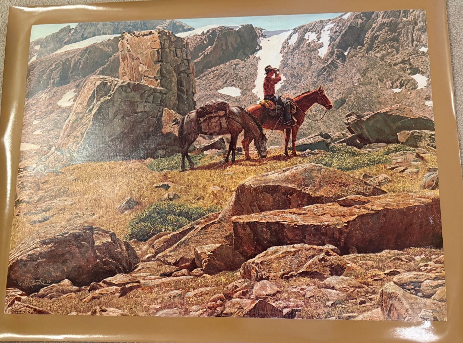 AUTHENTIC ARTAGRAPH OIL «BIG HORN RENDEZVOUS » BY M. KUNSTLER, SIGNED 132/1000