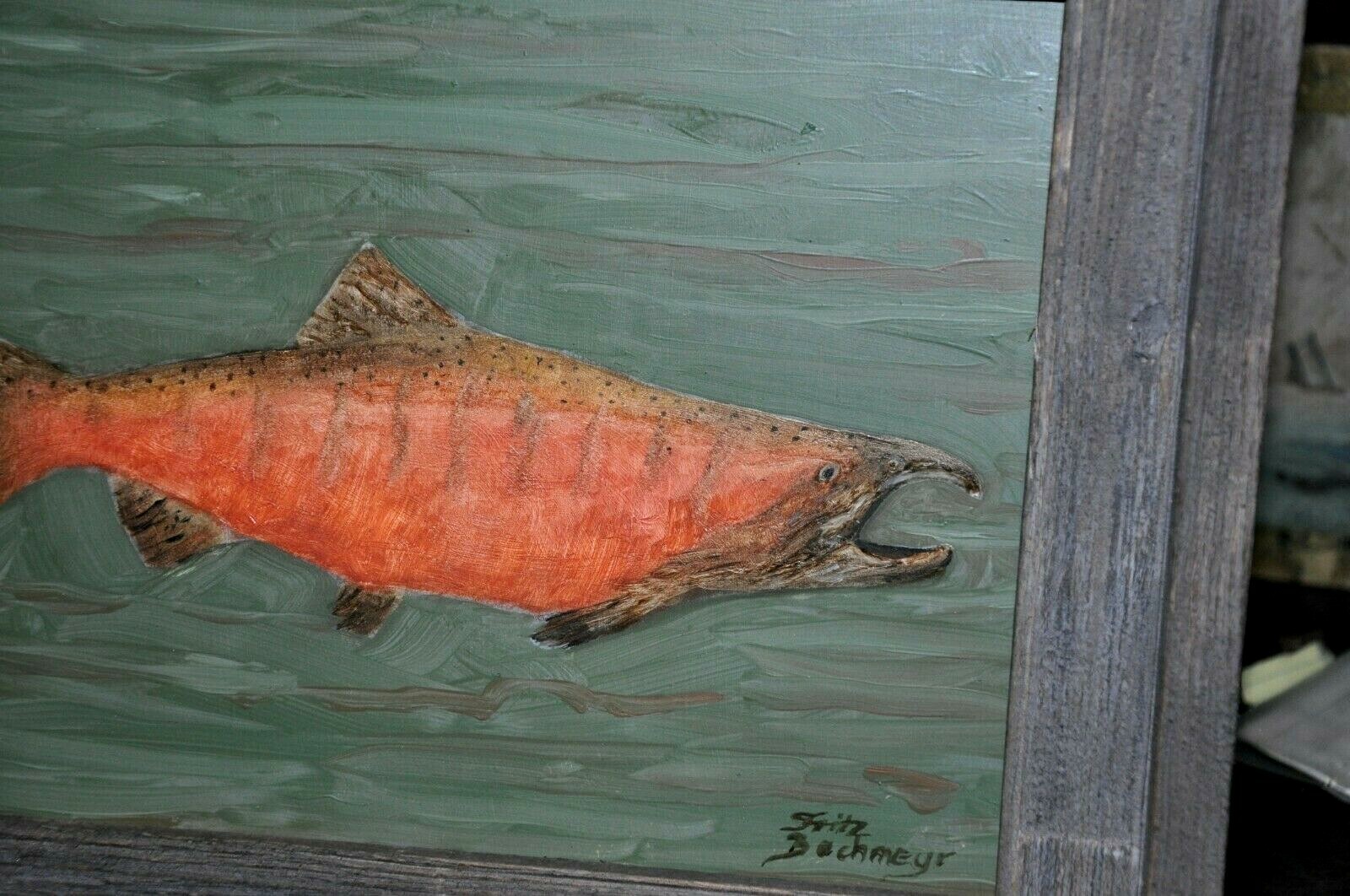 Beautiful Salmon Fish Painting by Listed Artist