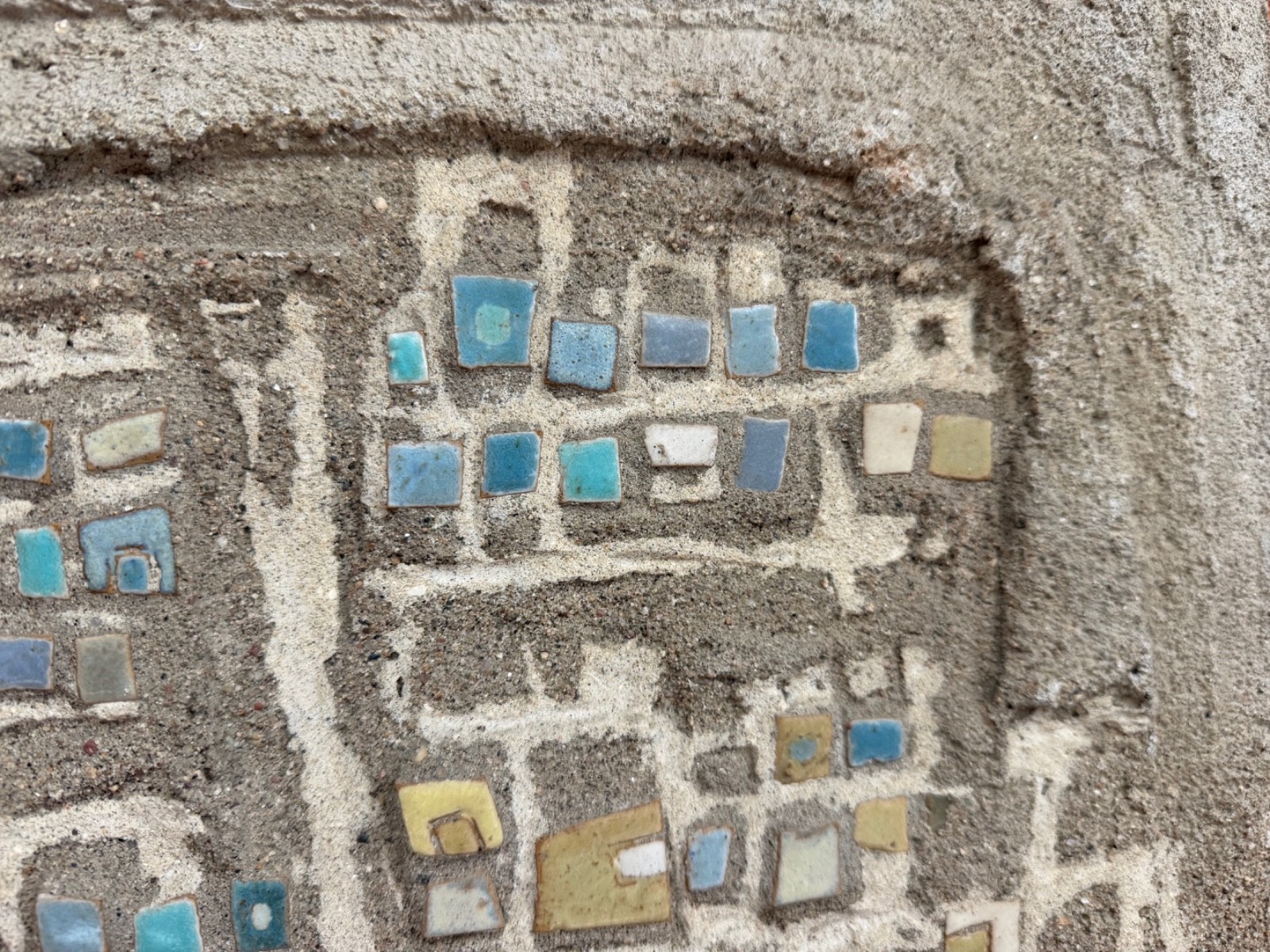 Vintage MCM Abstract Cement Mosaic Wall Art Mid Century Modern Signed Barron