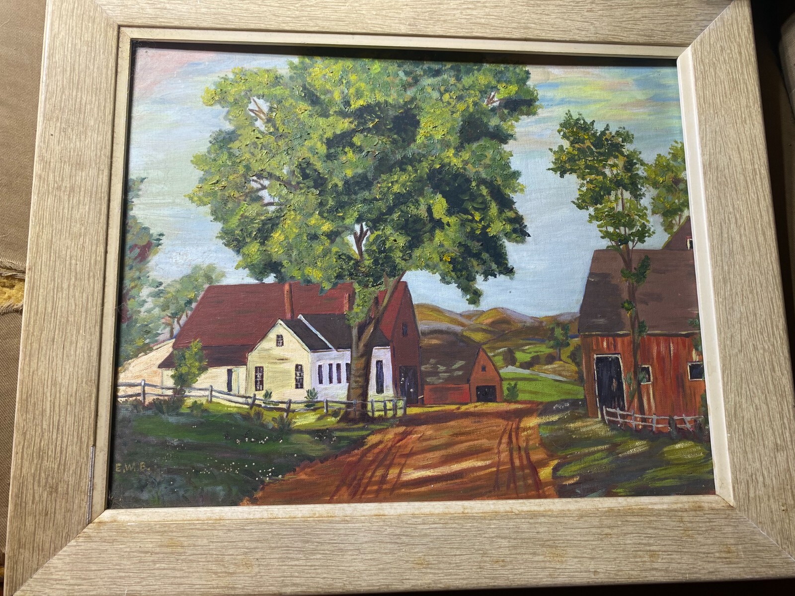 E.W Bailey «Farm Landscape Scene » Oil Painting – Signed And Framed