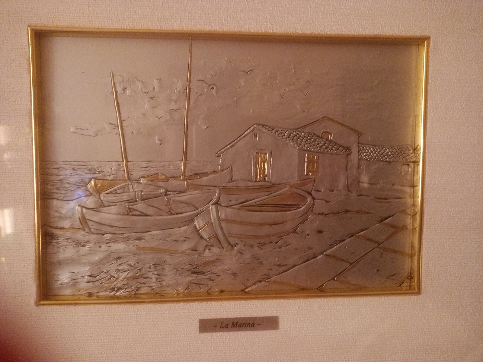 Embossed 999 sterling silver and gold leaf frame with marine scene. Euroesse….
