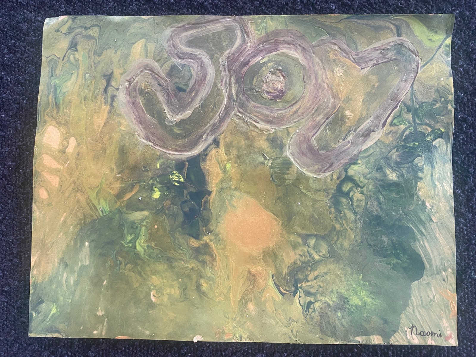 Original hand painted water-color artwork joy field abstract 8×11 by Naomi