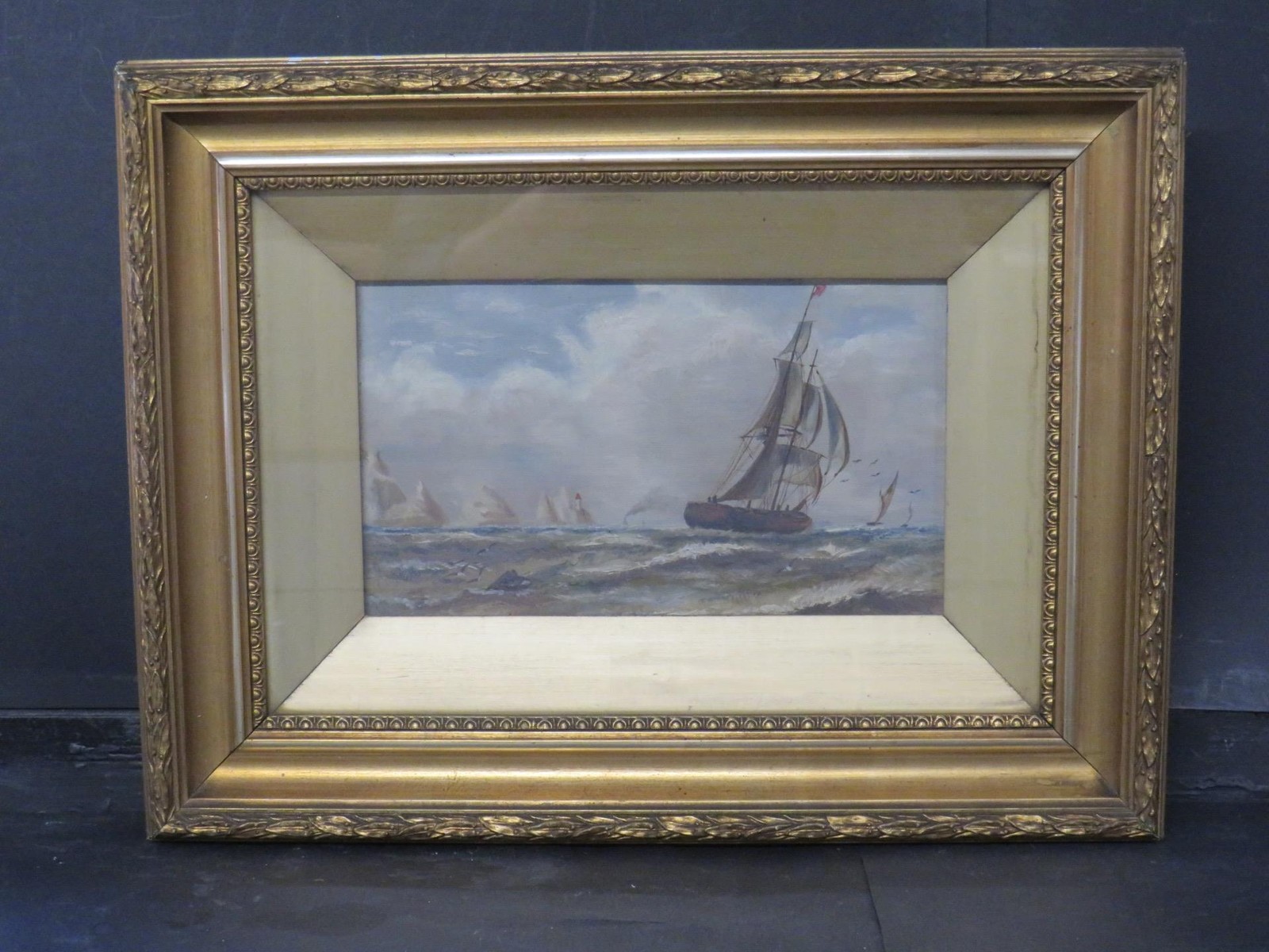 Marine Oil 1800s English School Original Frame Untouched Condition