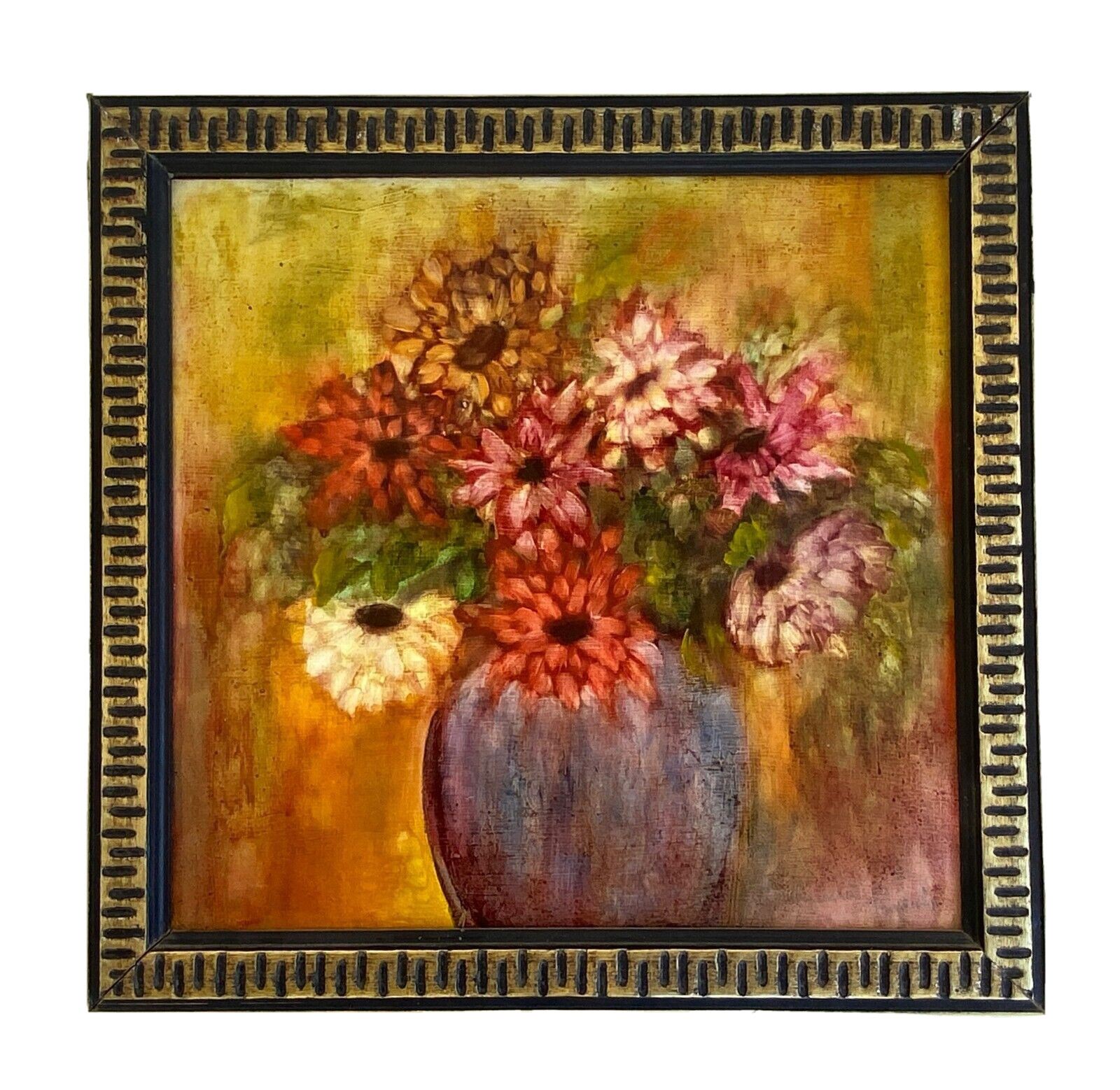 Framed Floral Still Life Water Color/Gouache Painting by Marguerite Partain 17″