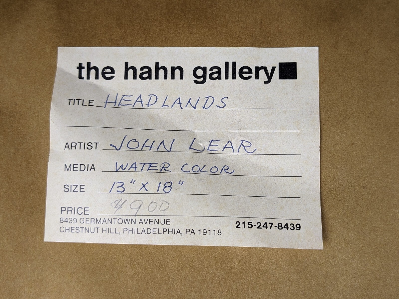 John B. Lear (American, 1908-2008) «Headlands,» Watercolor Painting, 1996 Signed