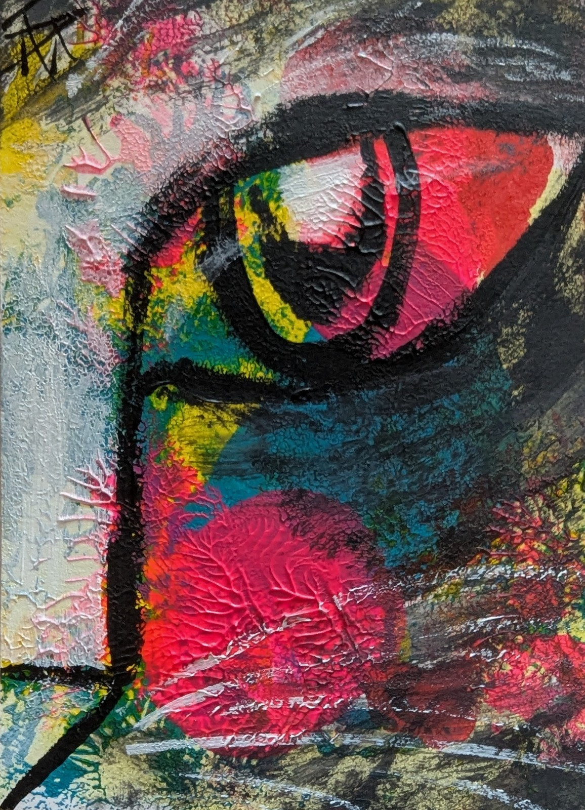 ACEO Cat Painting Abstract Original Expressionism Modern Art Samantha McLean