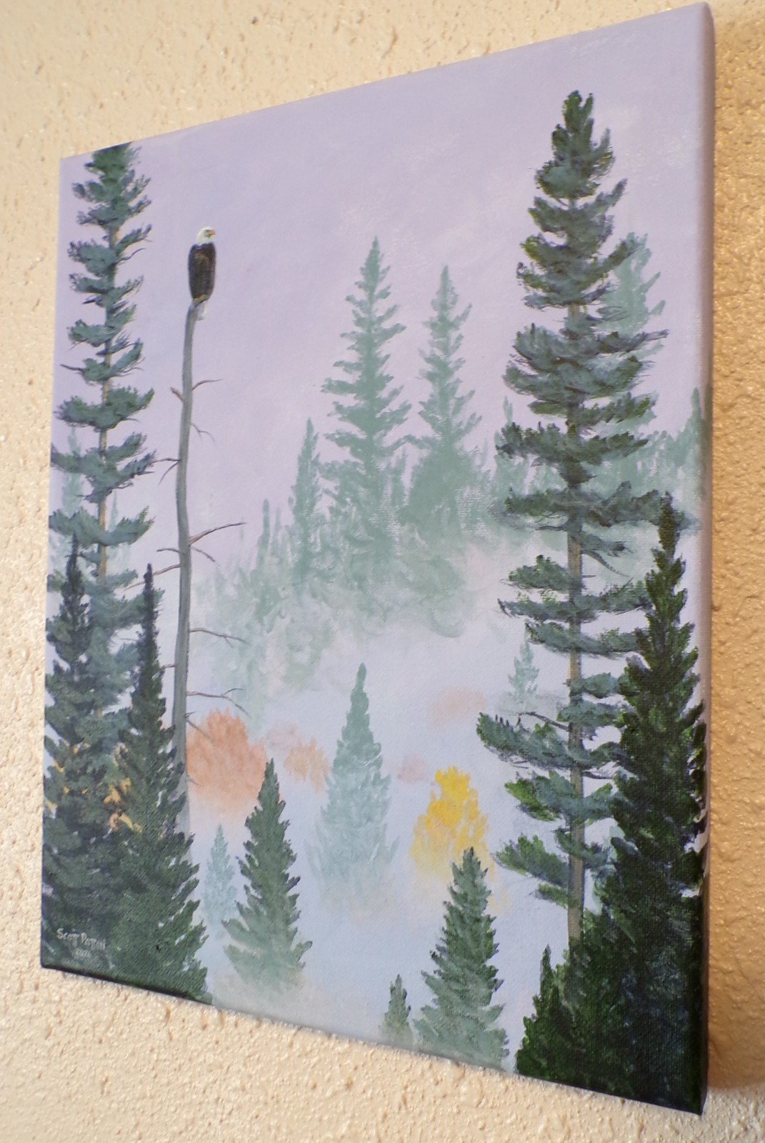 Scott Patton Art: «Forest Sentinel: Bald Eagle» Original North Woods Painting