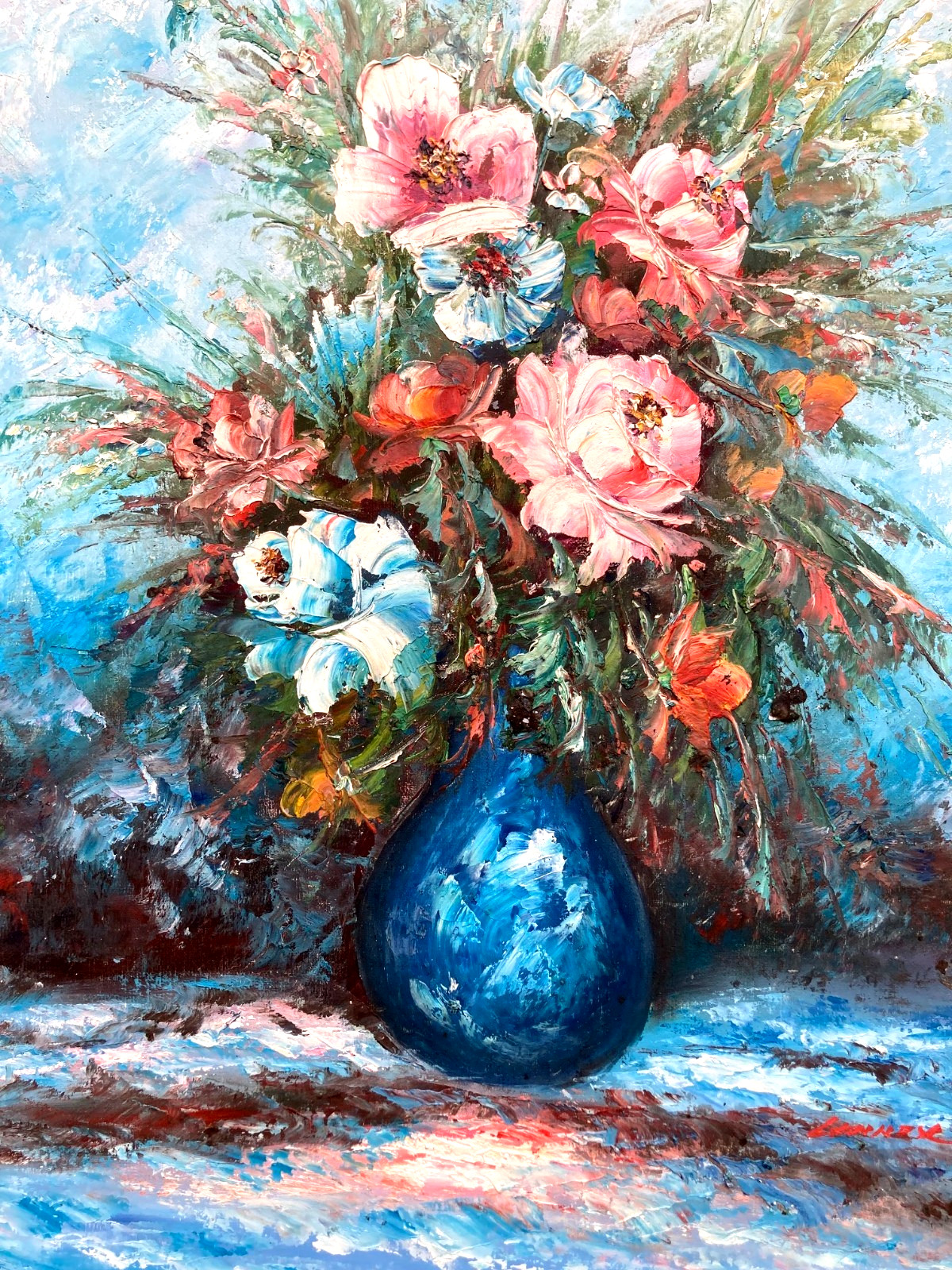 Original Oil Painting – Beautiful Bouquet in a Vase