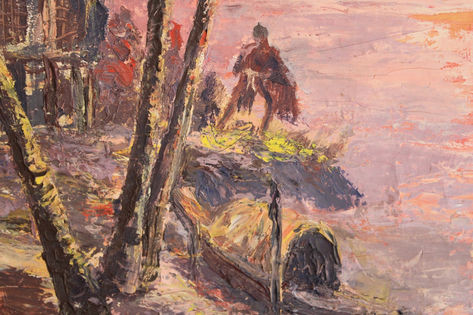 Chamnane Prisayne Oil on Canvas, Mekong River, c. 1971 Mid century, Vietnam