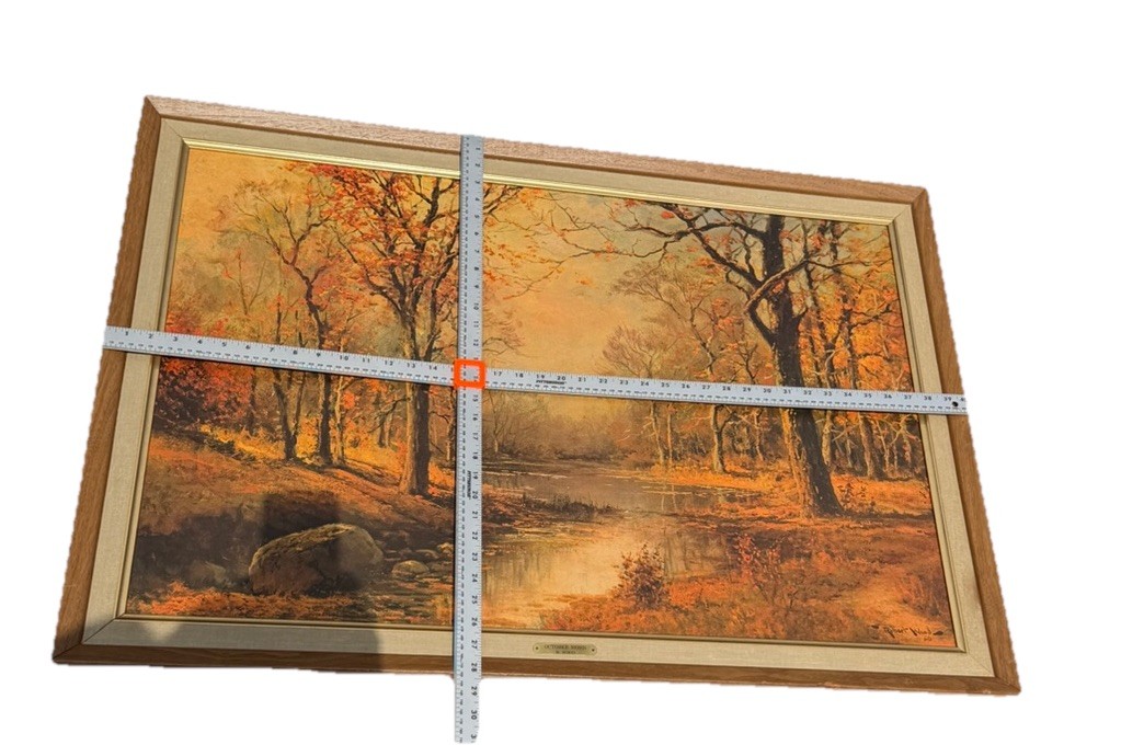 Robert Wood ‘October Morn’ Landscape Painting 41″x28″ Vintage