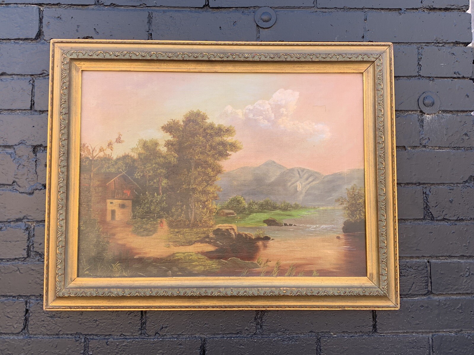 1897 Oil Painting by Inez Neal With Handmade Ornate Frame 20.5″x26.5″