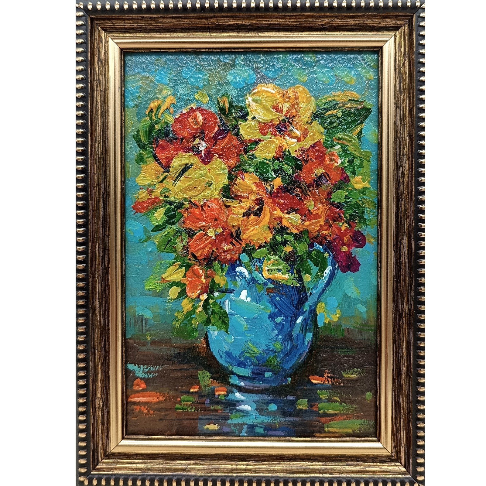 Framed Art Original Oil Painting Floral Oil Painting Bouquet Framed Artwork
