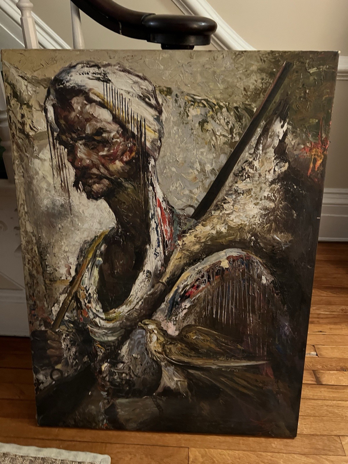 Original Unframed Oil On Canvas Painting By Listed Artist Anoush Rahnavardkar