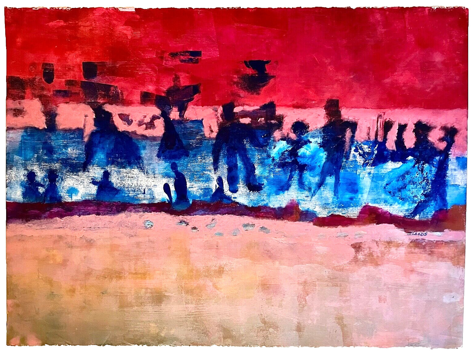 Original Signed INGRID LEEDS Acrylic Painting «ACR ON STONEHENGE» NASA Artist