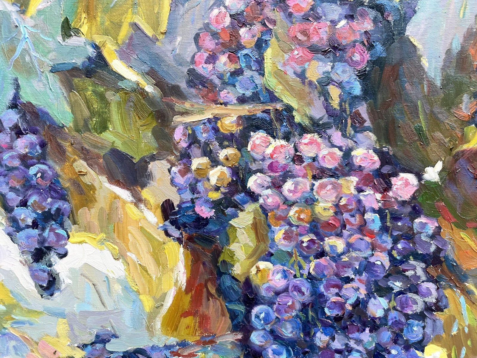 Grapes painting IMPRESSIONISM Original Oil on canvas by E. Chernyakovsky