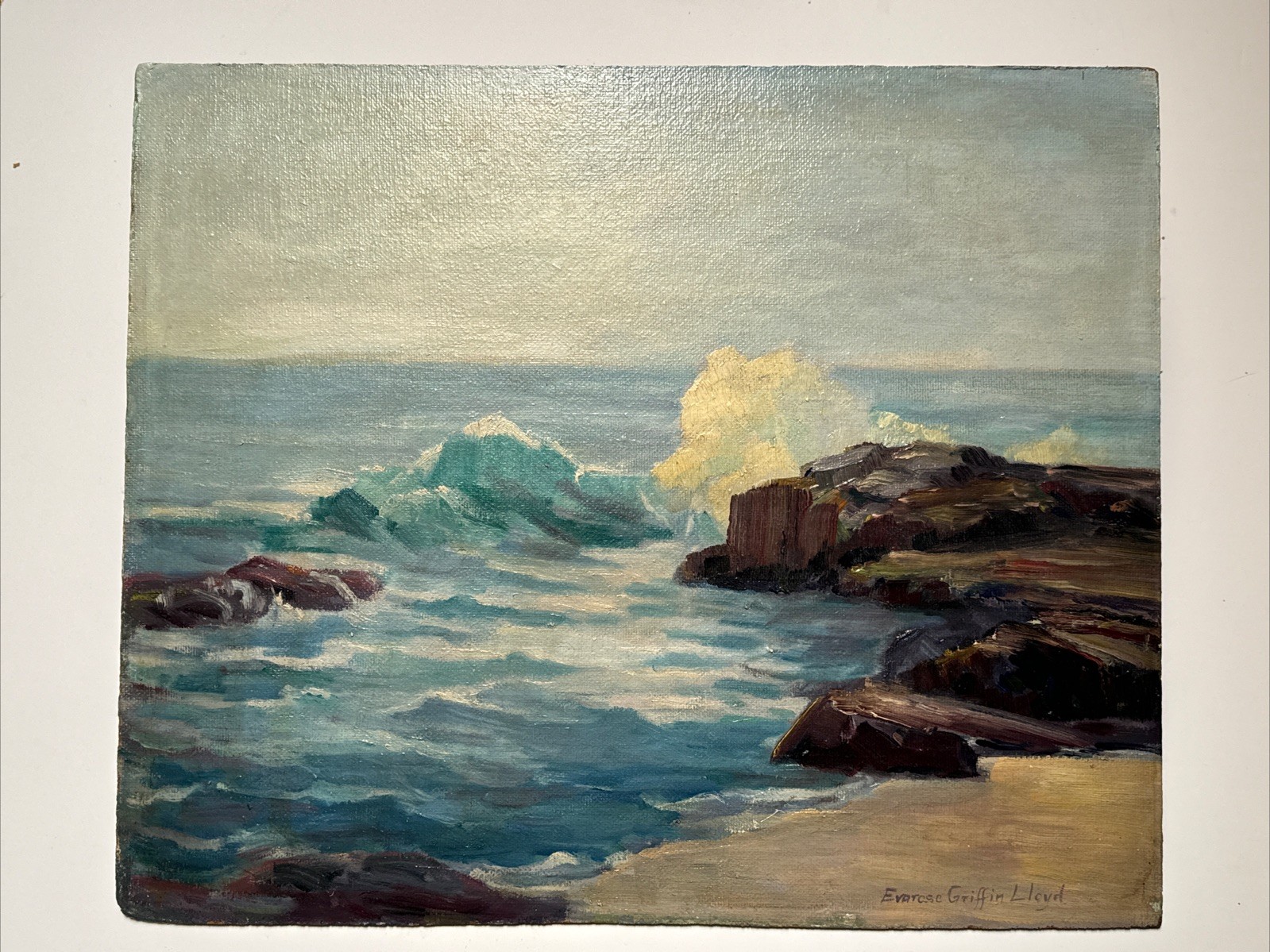 Antique California Landscape Painting Impressionist COAST BEACH SEA LLOYD RARE
