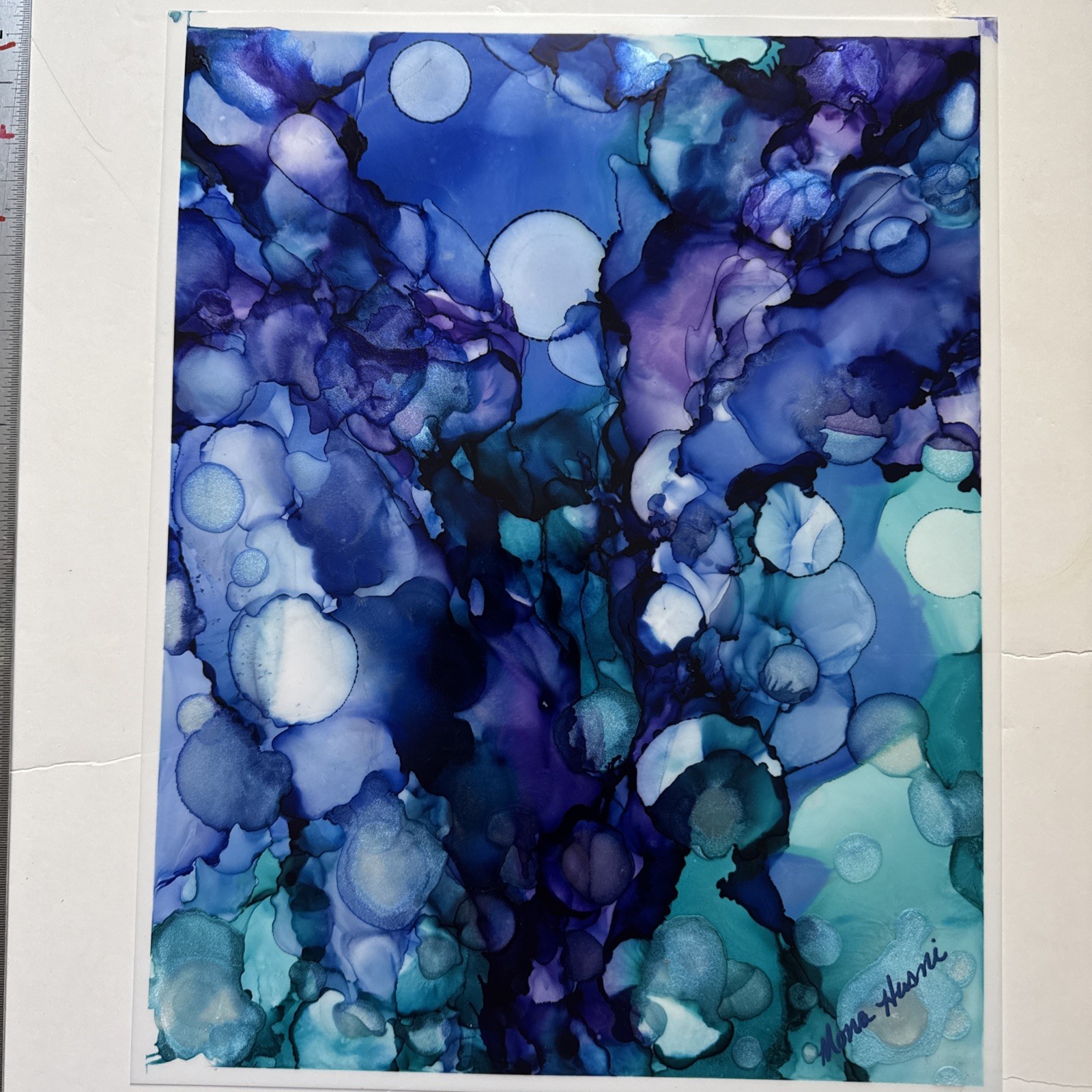 Beautiful , Unique , Original Hand Made -Alcohol Ink Painting on Plastic Resin