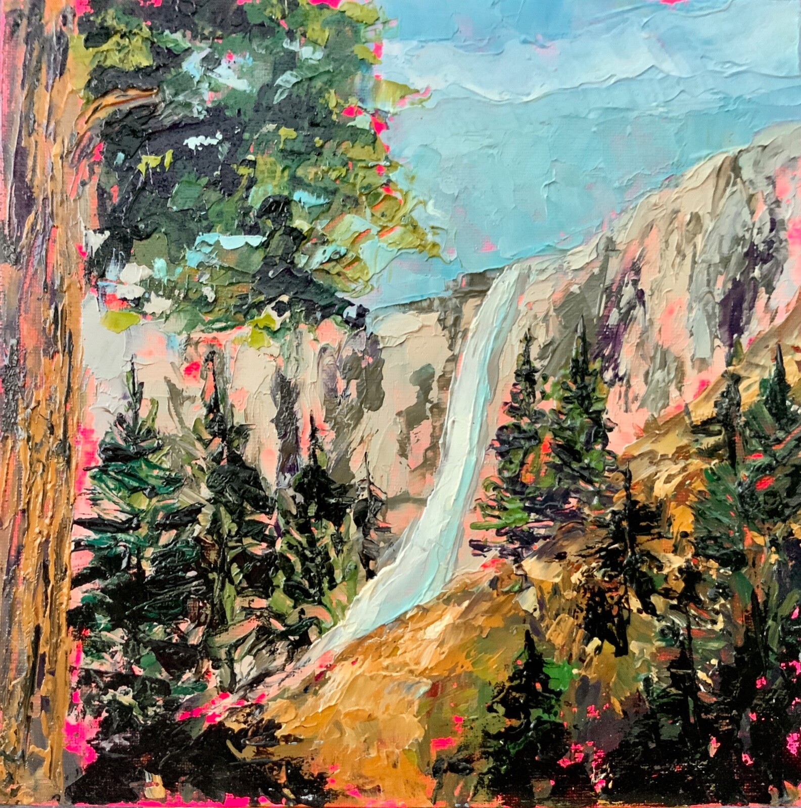 Original Art Landscape Impasto Painting 10×10″ Yosemite Painting National Park