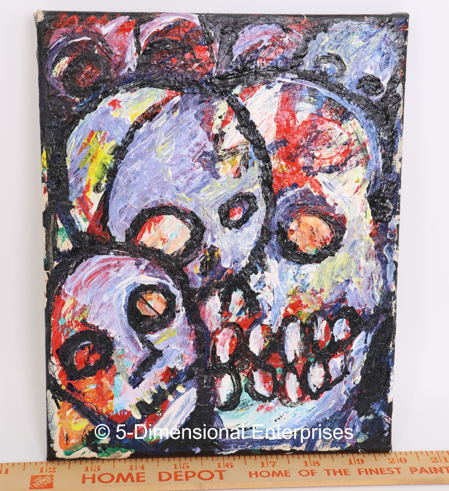 Jack Larson Zombie Artist: Multiple Zombie Skulls 8 x 10″ Acrylic on Canvas