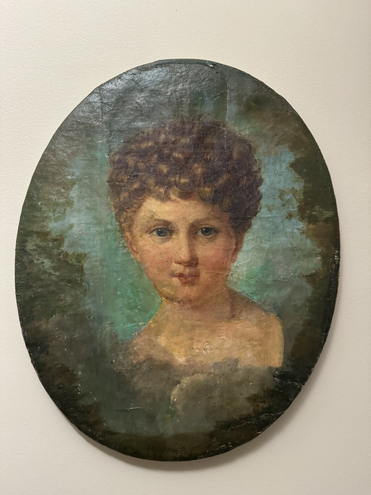 Antique PORTRAIT of A YOUNG LADY OIL PAINTING
