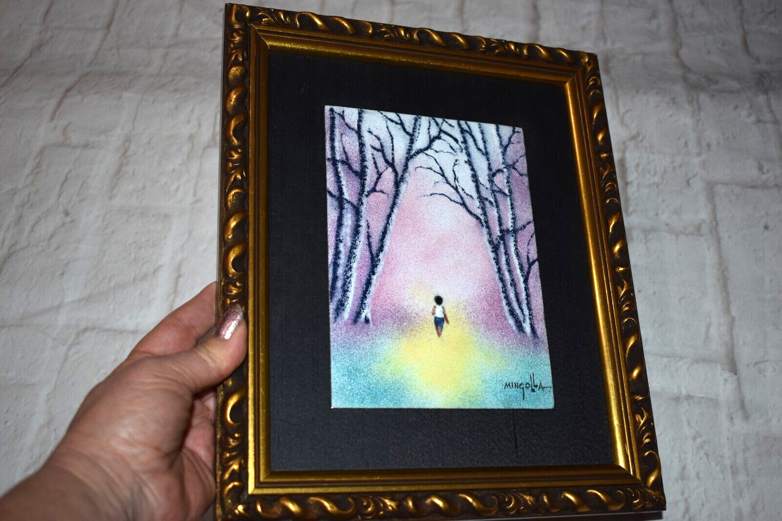 NICE Vintage DOM MINGOLLA Enamel on Copper Painting Signed #1