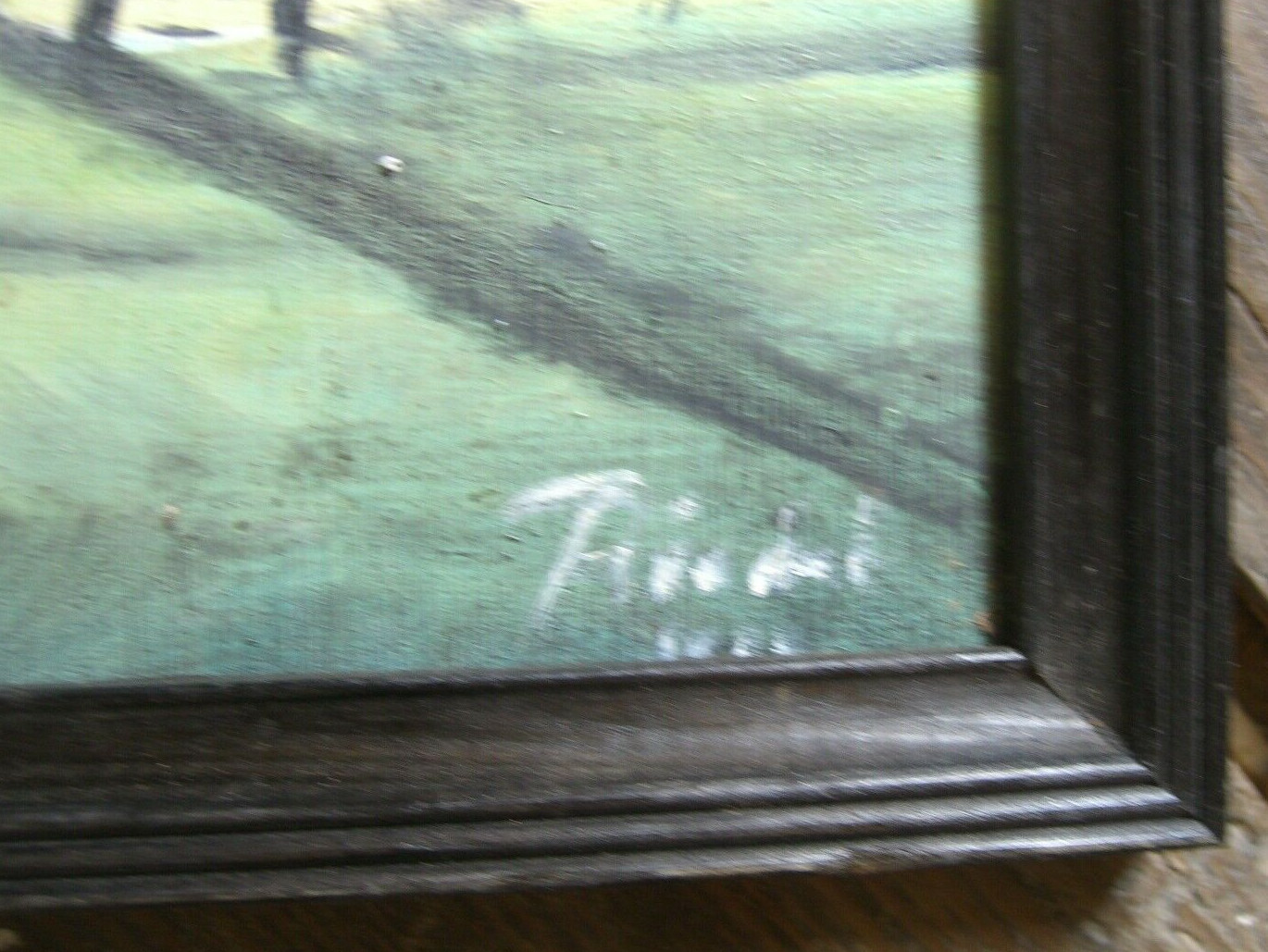 ::INSERVOUS SIGNED BURNT TREES SEA MIST VALLEY MOUNTAINS SKY ANTIQUE