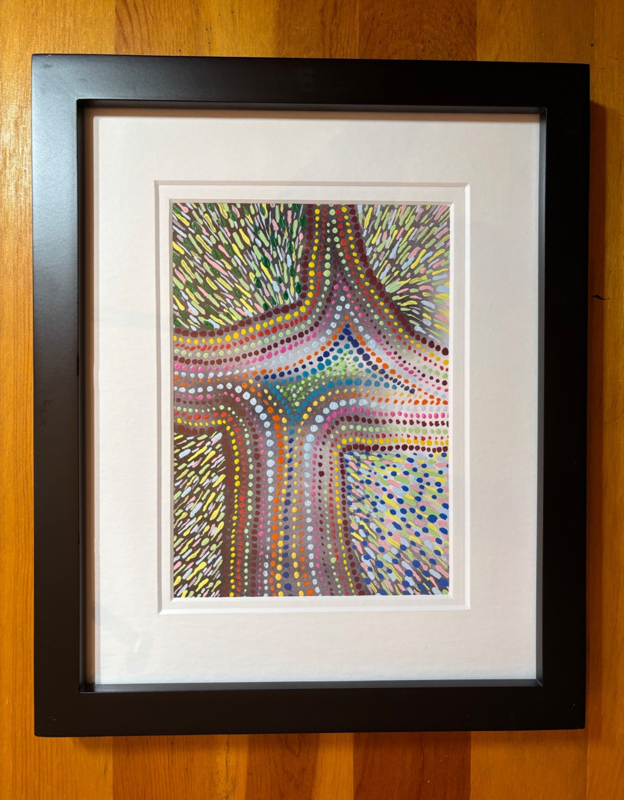 Framed Original Abstract Acrylic Painting. (7″ x 5″) on Paper. Framed (9″x11″)