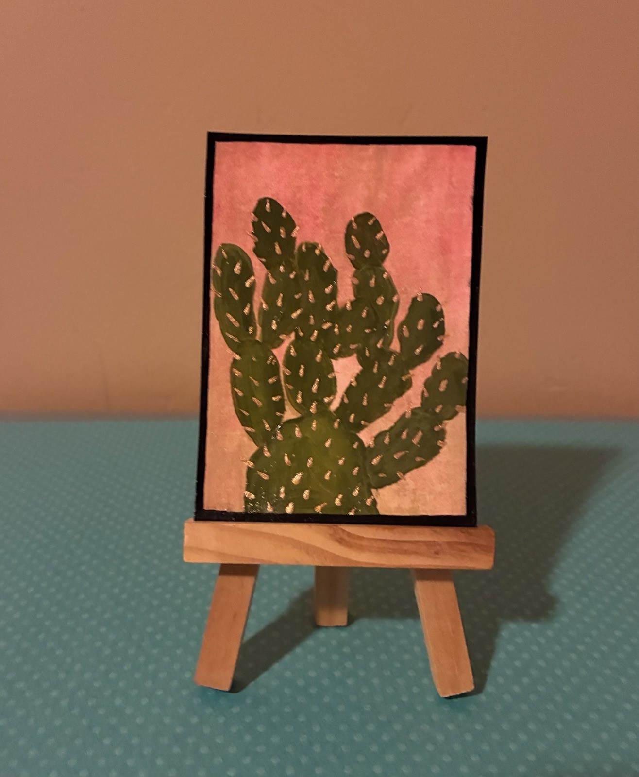 ACEO Original Mixed Media painting 2.5 x 3.5 ~ Prickly Pear 1