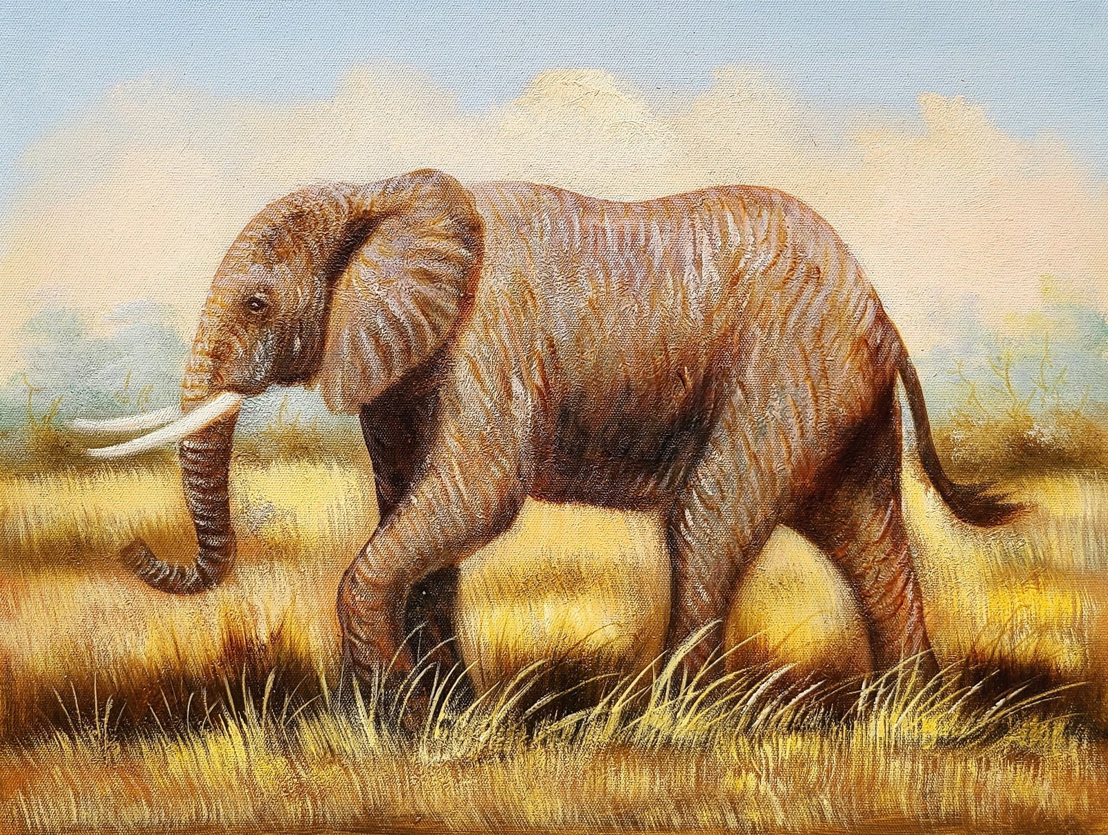 Elephant, #6DA1, 12×16 – 100% Hand painted Oil Painting on Canvas,
