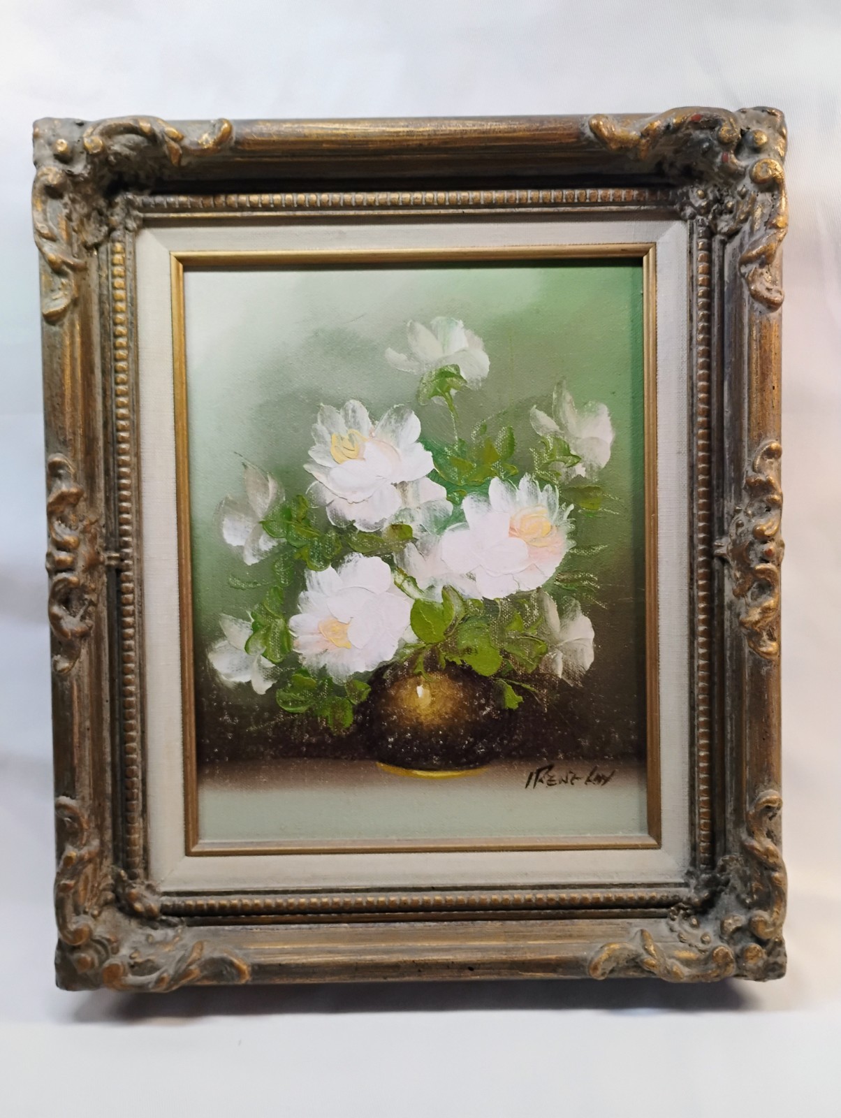 8″ x 10″ Still Life Flowers In a Vase, Signed Irene Cox Framed Stretched Canvas
