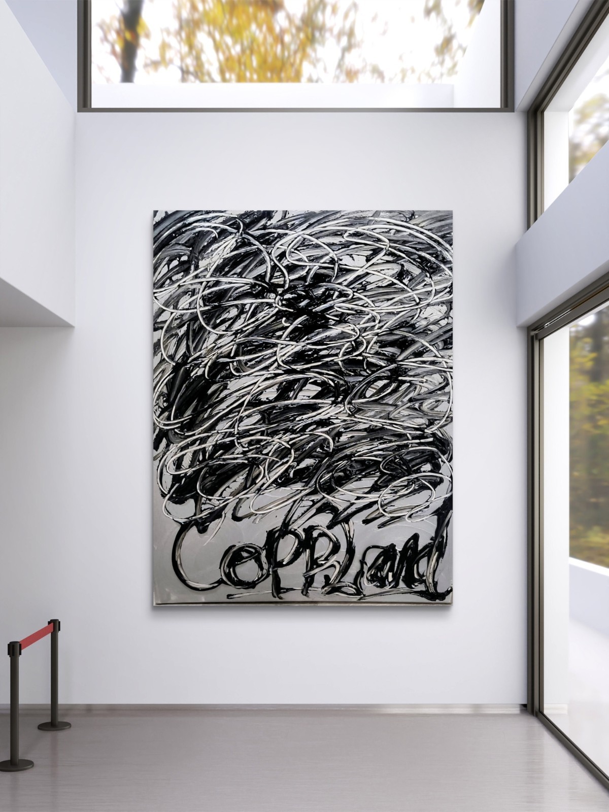 Trey Coppland, Black Night, Abstract Acrylic, 24+36 in, 2026, Signed Original