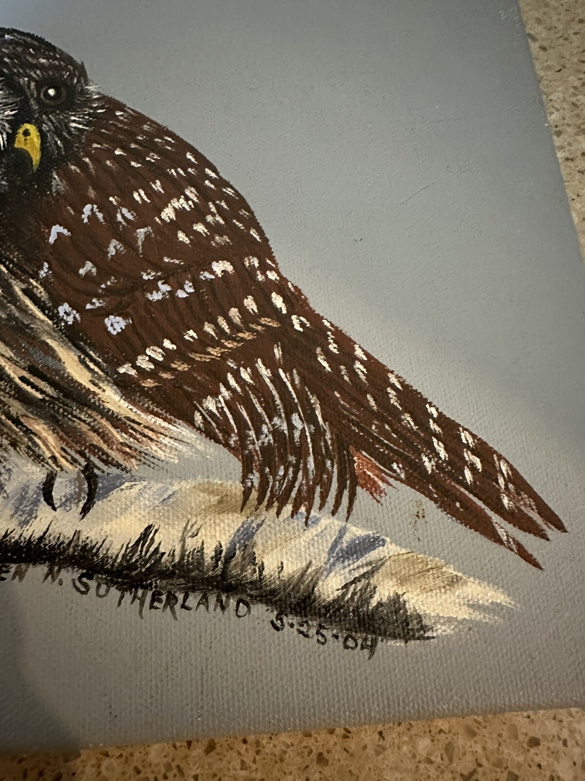 Hand Painted Barred Owl Painting Artist Signed and Dated 9×12 Birds Nature