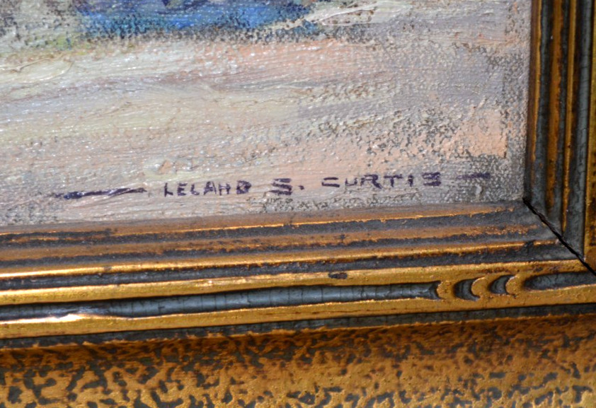 Beautiful desert and mountain landscape by artist Leland S. Curtis (1897 – 1989)