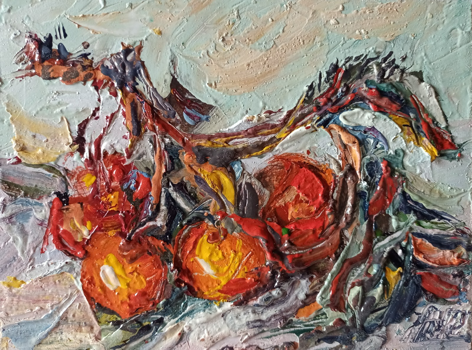 Cherries Impasto Painting Original Art Impression Oil Painting 5.9 x 7.8 in