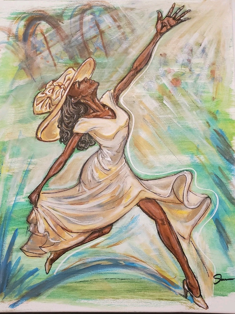 Dancing in the Spirit Original Acrylic Painting Black Woman Dance Art 16×20