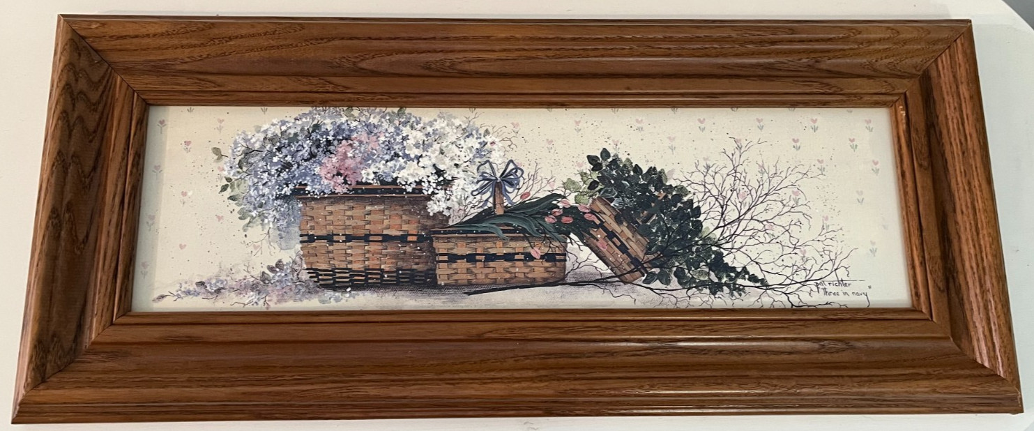 Three In Navy Painting and Wood Frame by Pat Richter