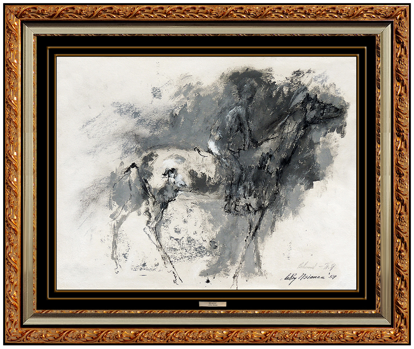 LeRoy Neiman Original Oil Painting Signed Horse Racing Belmont Jockey Sports Art
