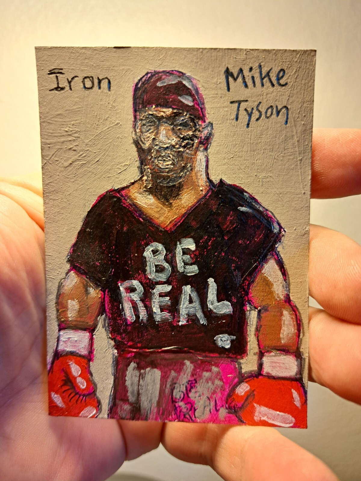 aceo original acrylic pencil «Mike Tyson» art card (OOAK) Limited Atc 1/1