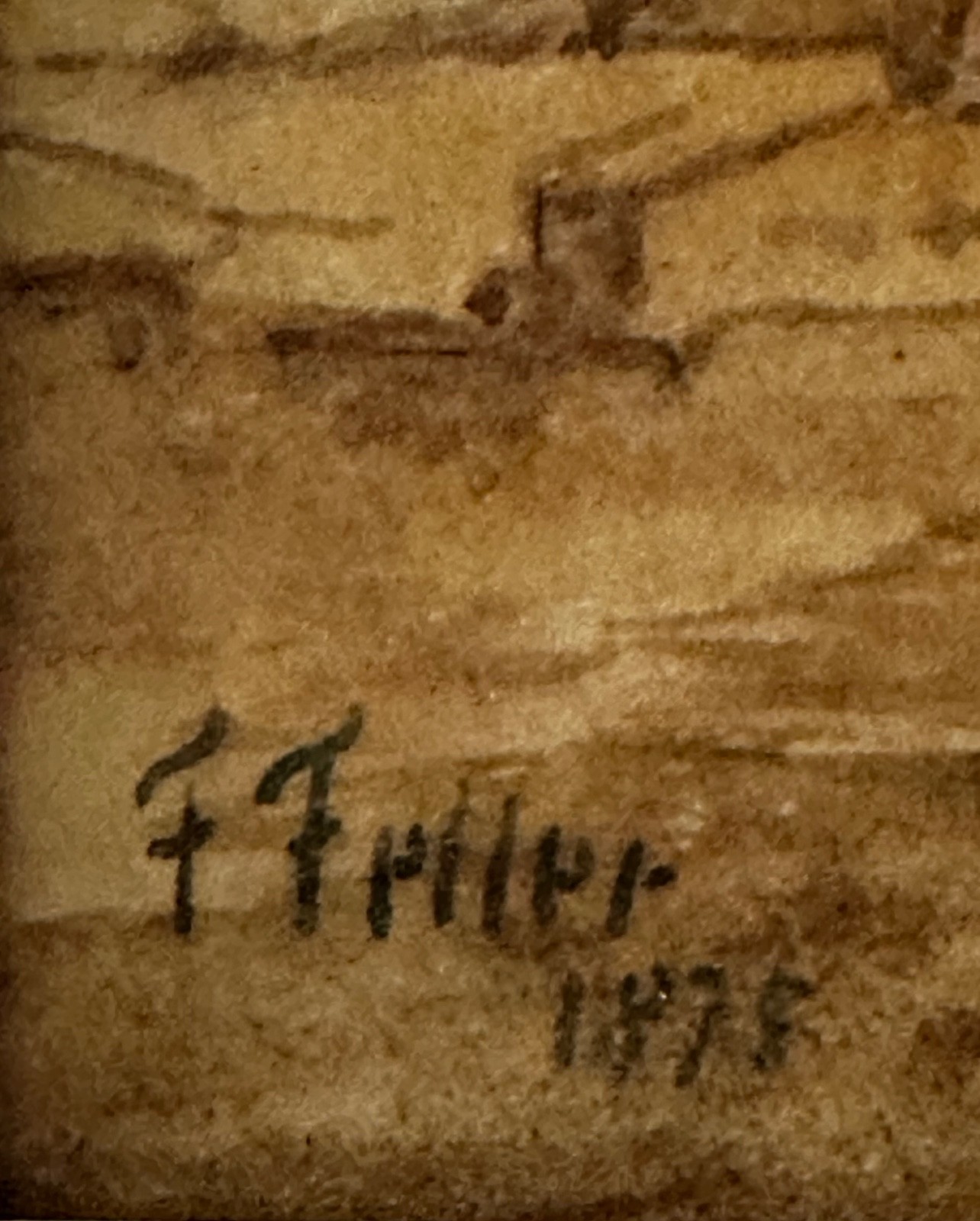 Original Listed Frank Feller 1875 Signed Watercolor Napoleon on White Horse